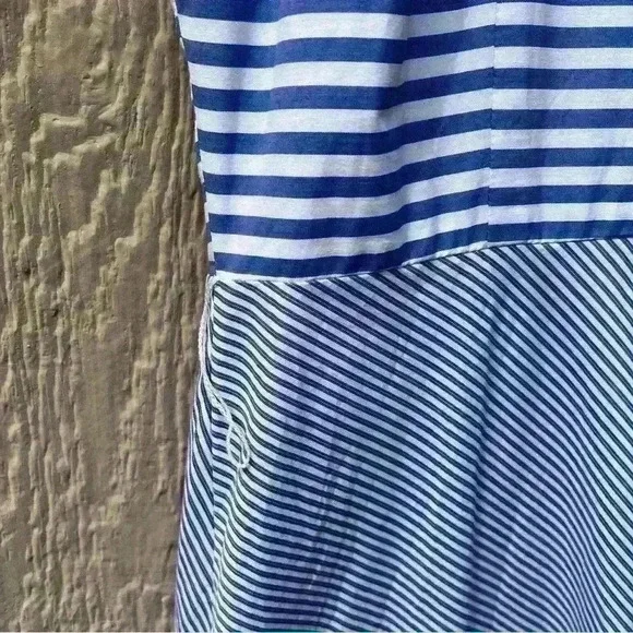 New York & Company Striped Blue White High Low Summer Dress Size 4 - Picture 3 of 6